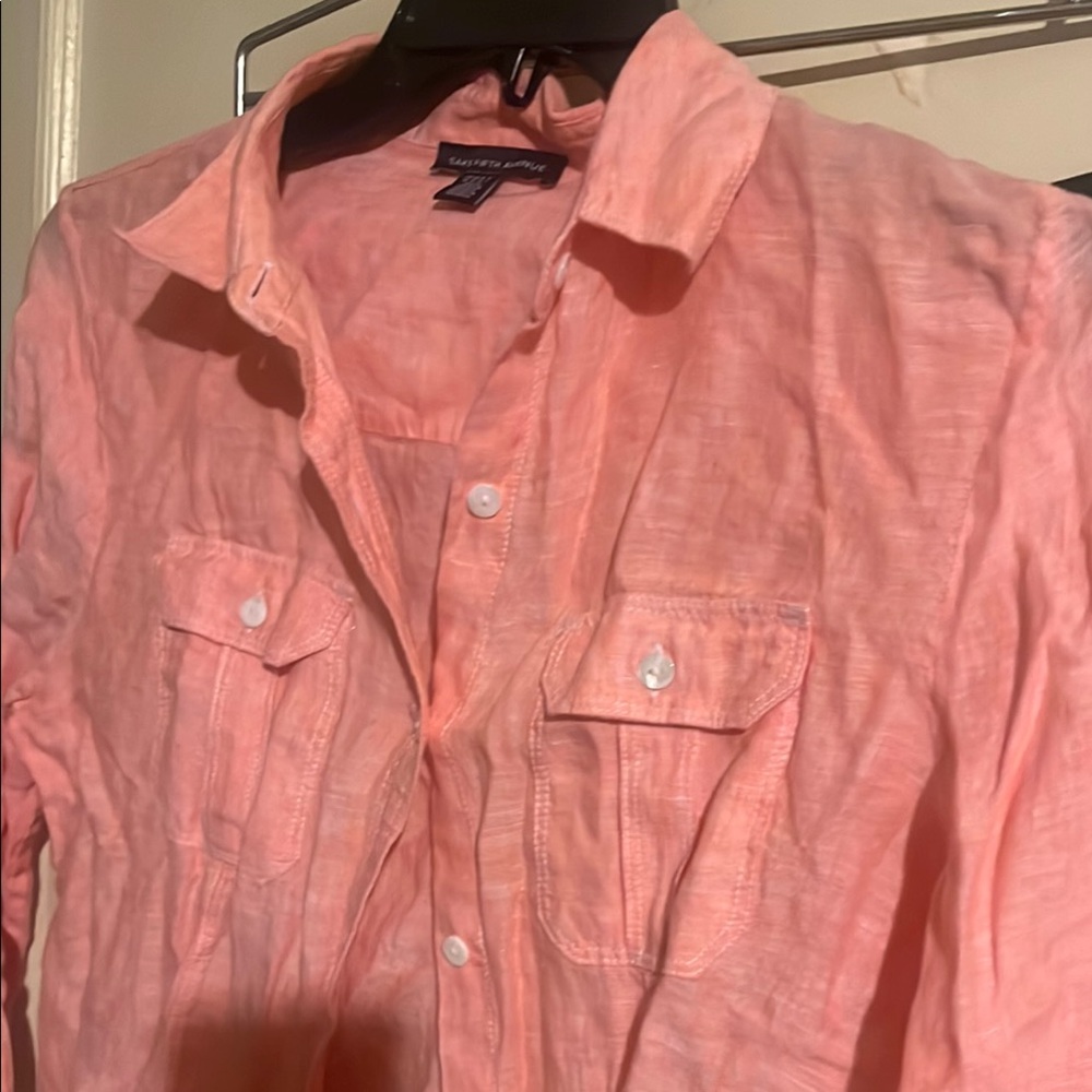 Saks fifth Avenue Coral Button-Up Shirt
